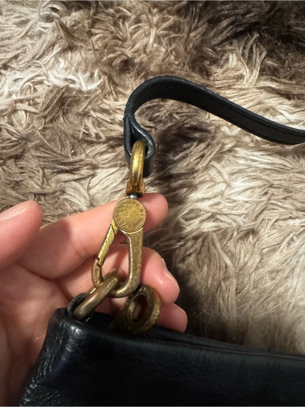 Marc by Marc Jacobs Black Leather Crossbody with Gold Plaque